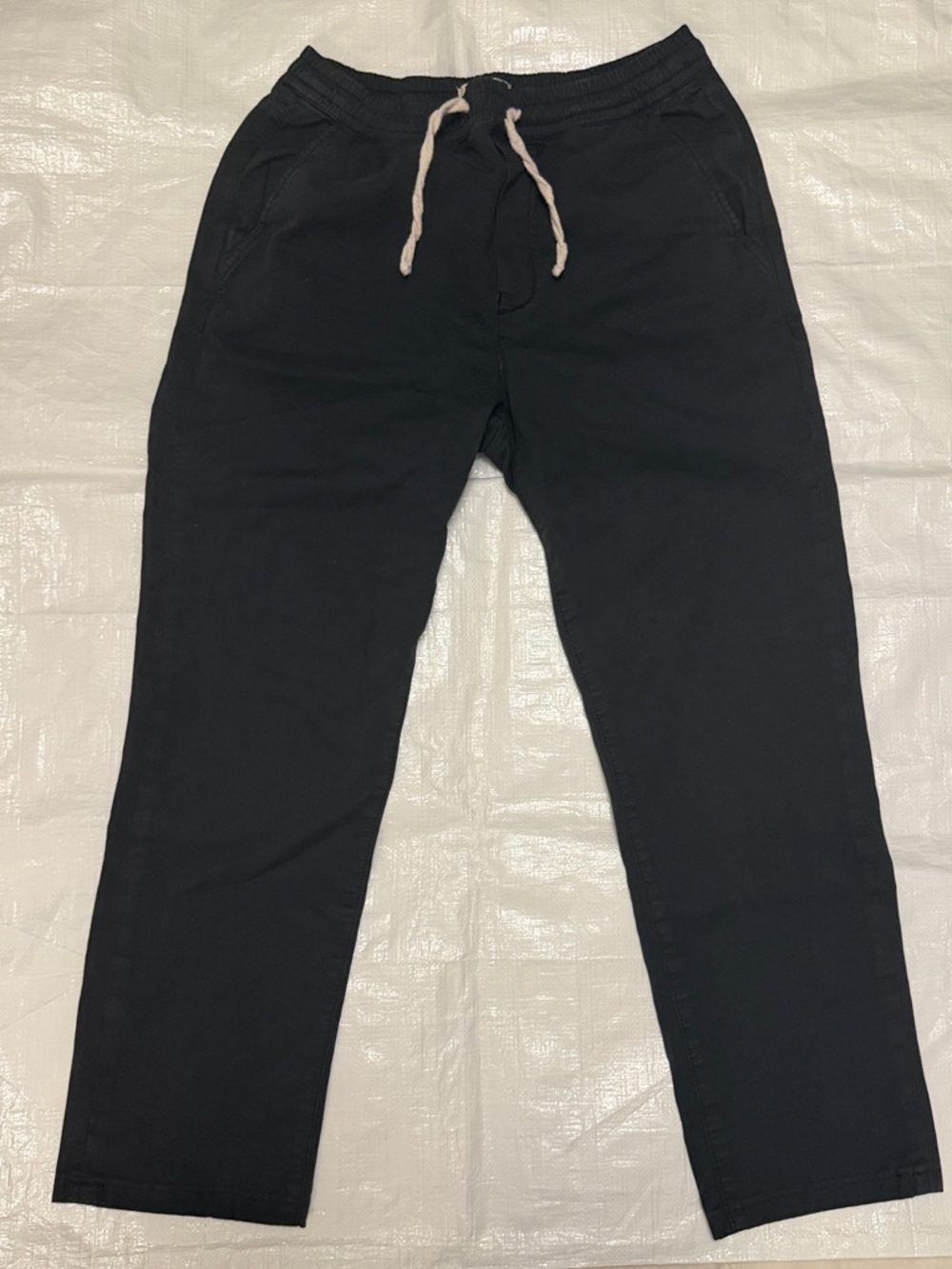 Marine Layer Black Saturday Pants with White Drawcord